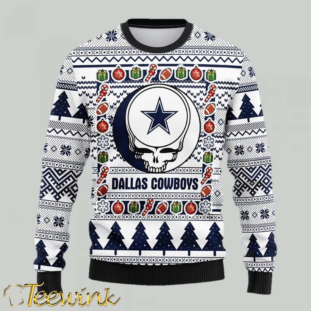 Dallas Cowboys Grateful Dead NFL Ugly Christmas Fleece Sweater image 2 Dallas Cowboys Grateful Dead NFL Ugly Christmas Fleece Sweater image 2