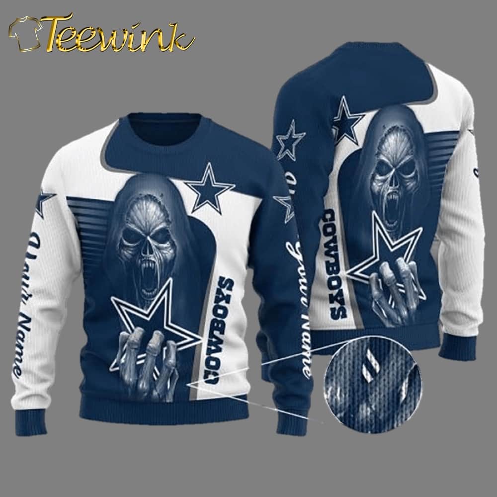 Dallas Cowboys Grim Reaper Dead Skull Ugly Sweater Gift