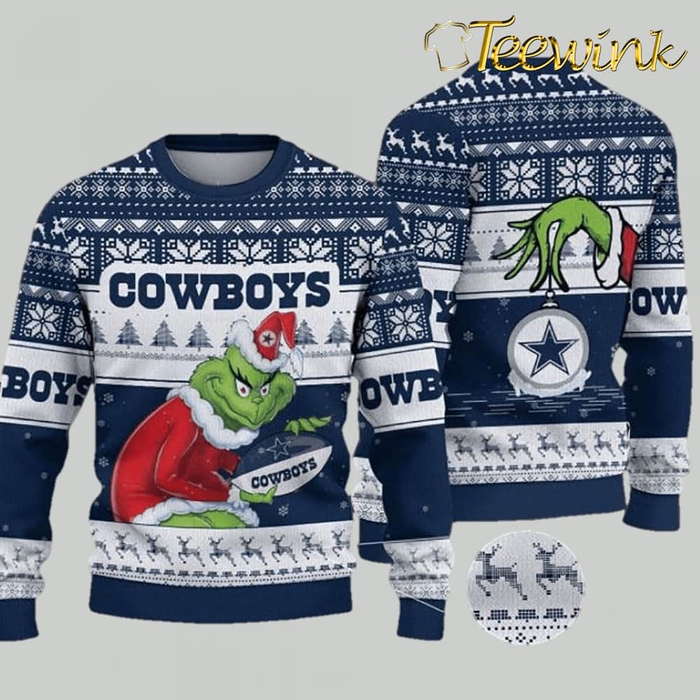 Dallas Cowboys Grinch Stolen Ugly Christmas Sweater Football Fan