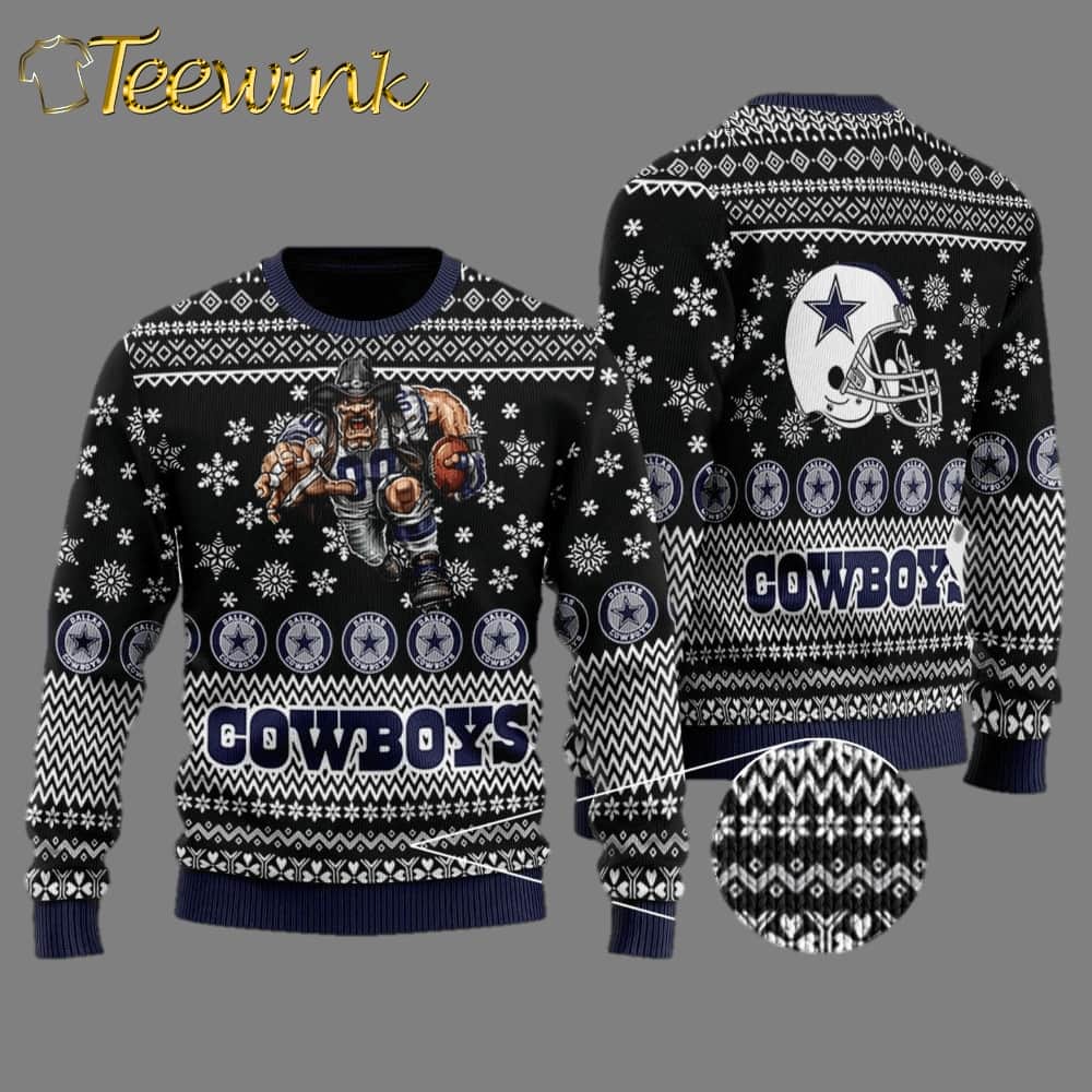 Dallas Cowboys Mascot Printed Black Ugly Sweater Christmas