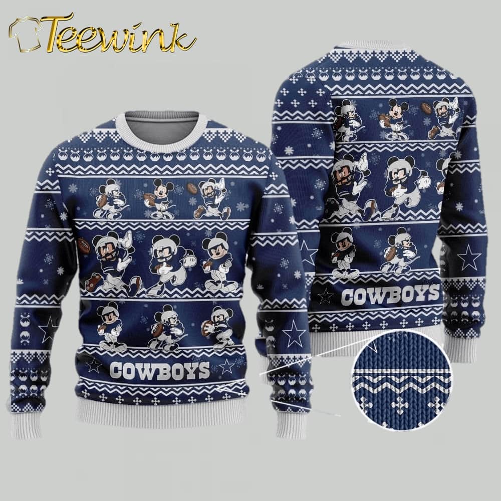 Dallas Cowboys Mickey Mouse Disney Ugly Christmas Sweater Dallas Cowboys Mickey Mouse Disney Ugly Christmas Sweater