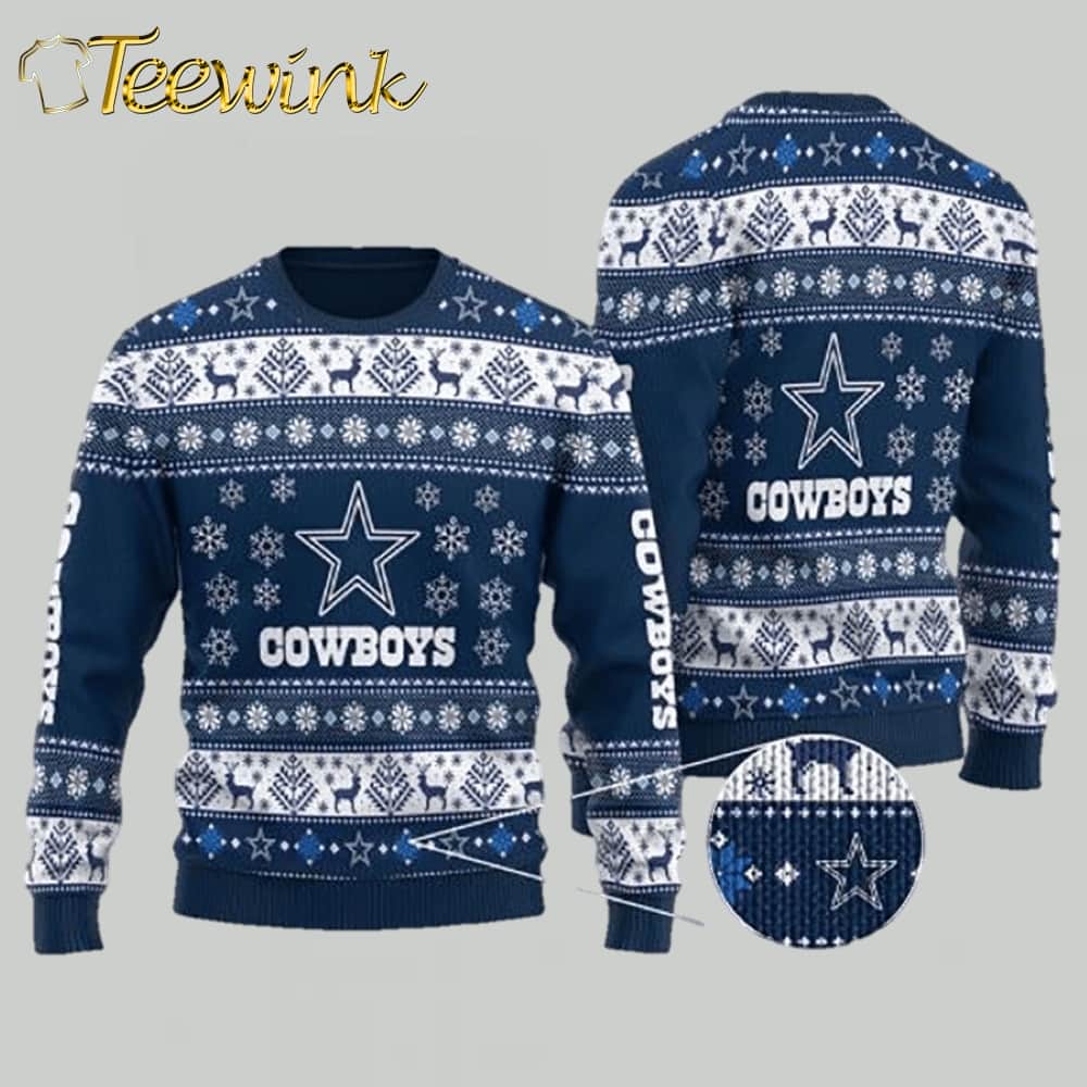 Dallas Cowboys Santa Hat Ho Ho Ho Personalized Ugly Christmas Sweater Dallas Cowboys Santa Hat Ho Ho Ho Personalized Ugly Christmas Sweater