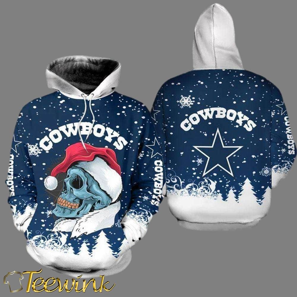 Dallas Cowboys Skull Santa Christmas NFL Hoodie Gifts for Fans