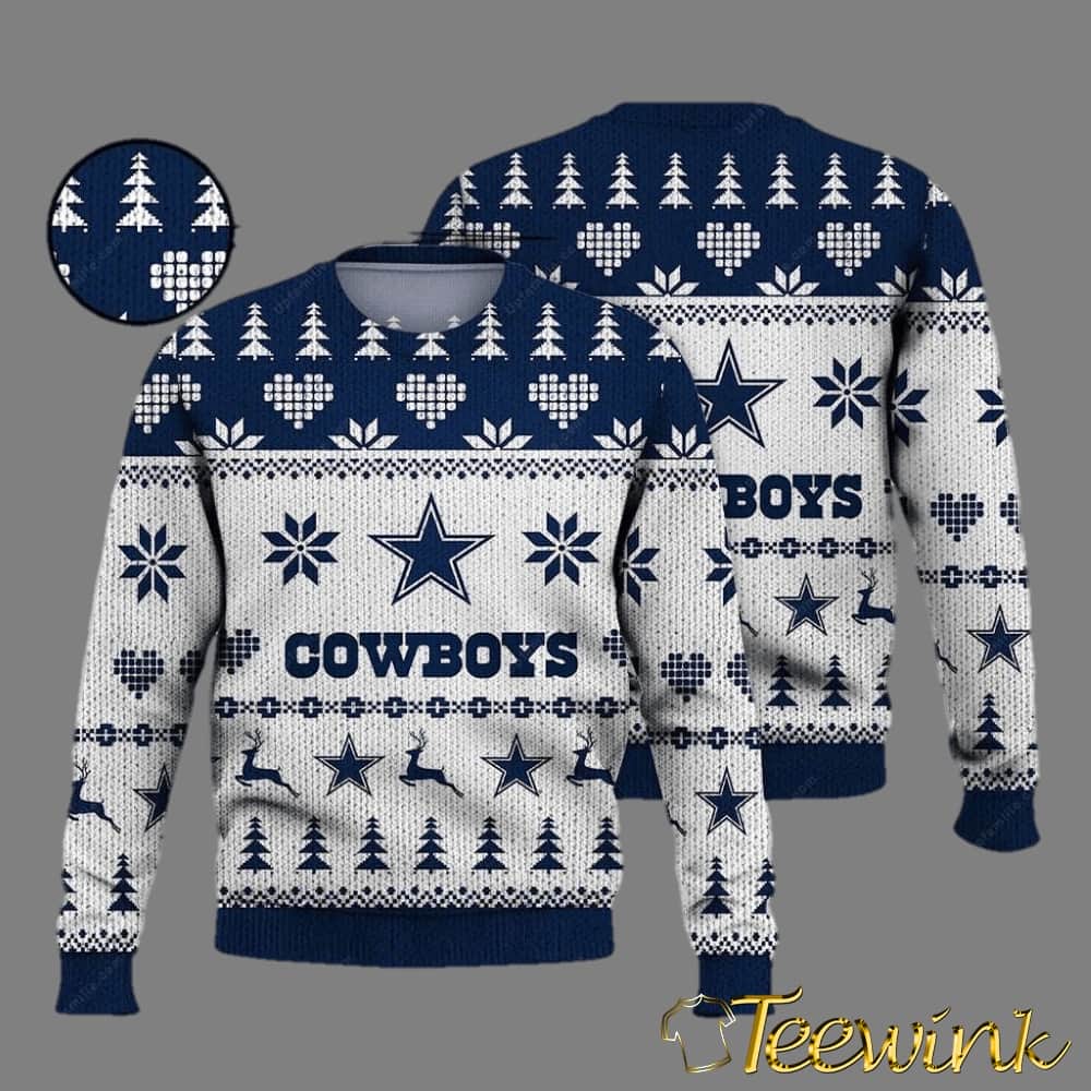 Dallas Cowboys Ugly Sweater – Vintage Cowboys White Ugly Christmas Sweater