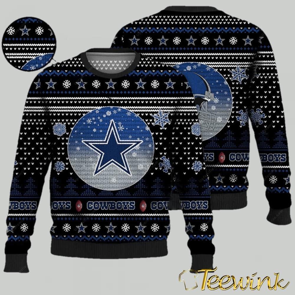 Dallas Cowboys Ugly Sweater – Vintage Night Cowboys Black Ugly Christmas Sweater