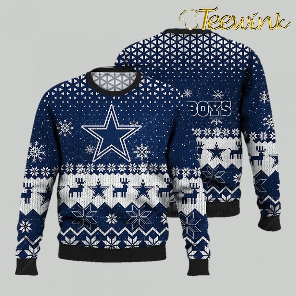 Dallas Cowboys Ugly Sweater – Vintage Snowflakes Ugly Christmas Sweater