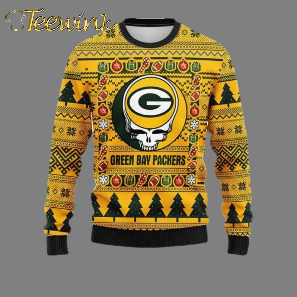 Grateful Dead X NFL Green Bay Packers Stealie Logo Ugly Christmas Sweater