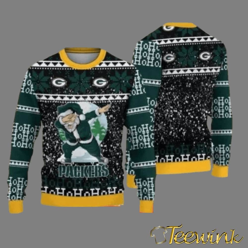 Green Bay Packers Dabbing Santa Ugly Christmas Sweater, NFL Chritsmas Sweater