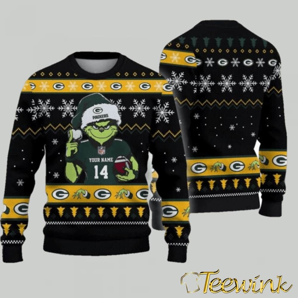 Green Bay Packers Grinch Custom Ugly Christmas Sweater