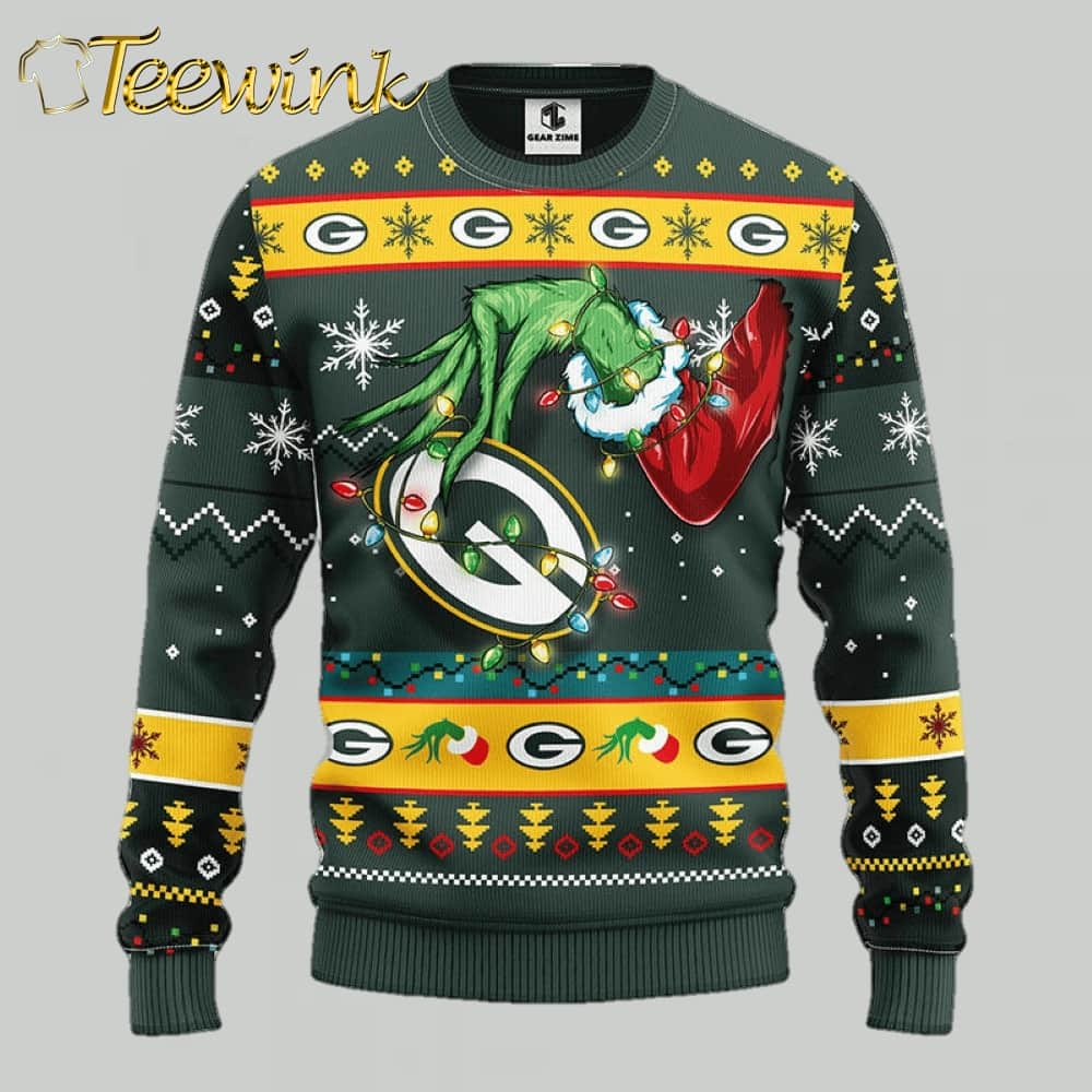 Green Bay Packers Grinch Ugly Christmas Sweater, Grinch Xmas Sweater