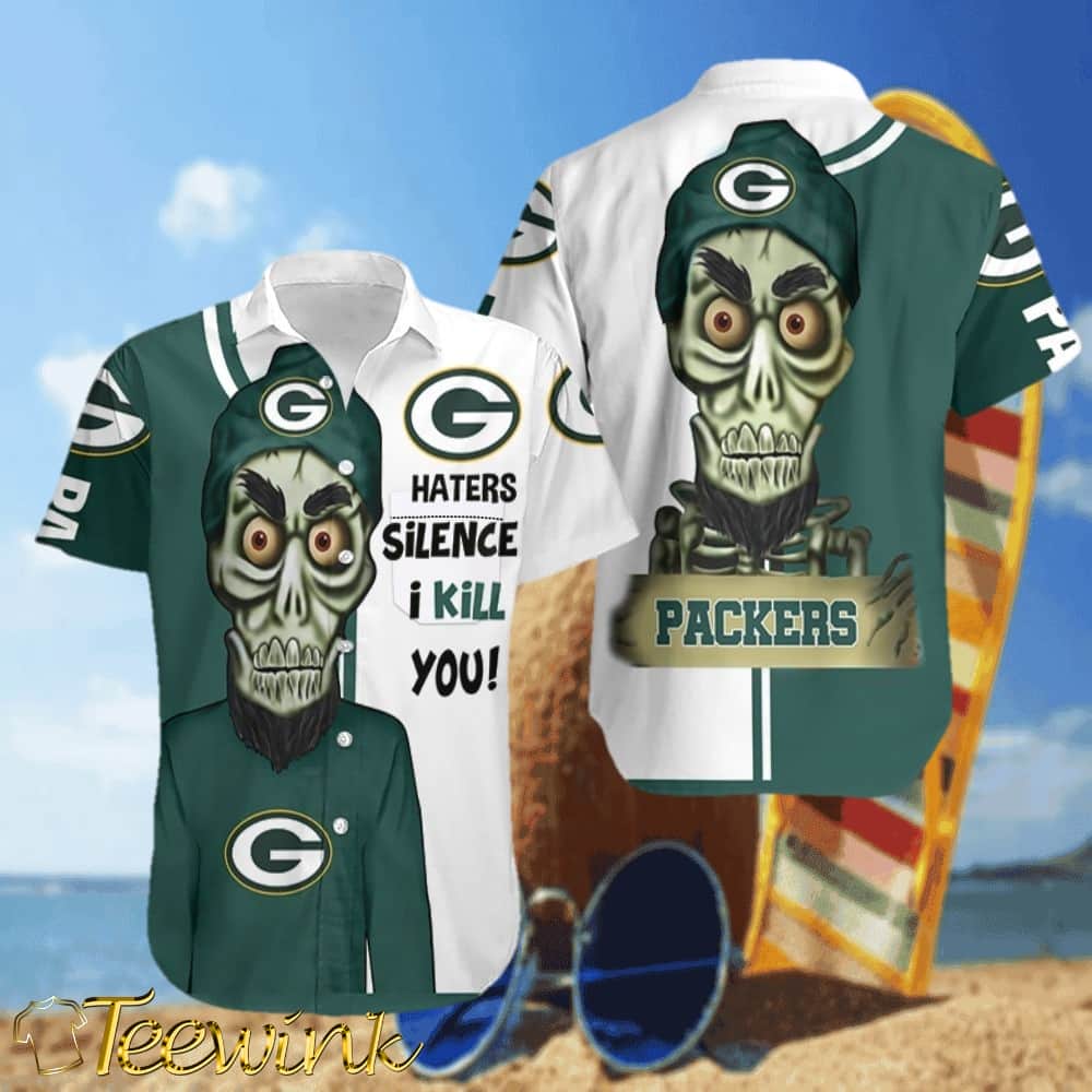 Green Bay Packers Hawaiian Shirt Silence Skull Design