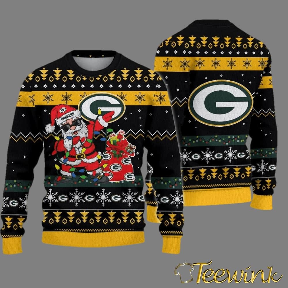 Green Bay Packers Santa Claus Dabbing Ugly Christmas Sweater, NFL Christmas Sweater