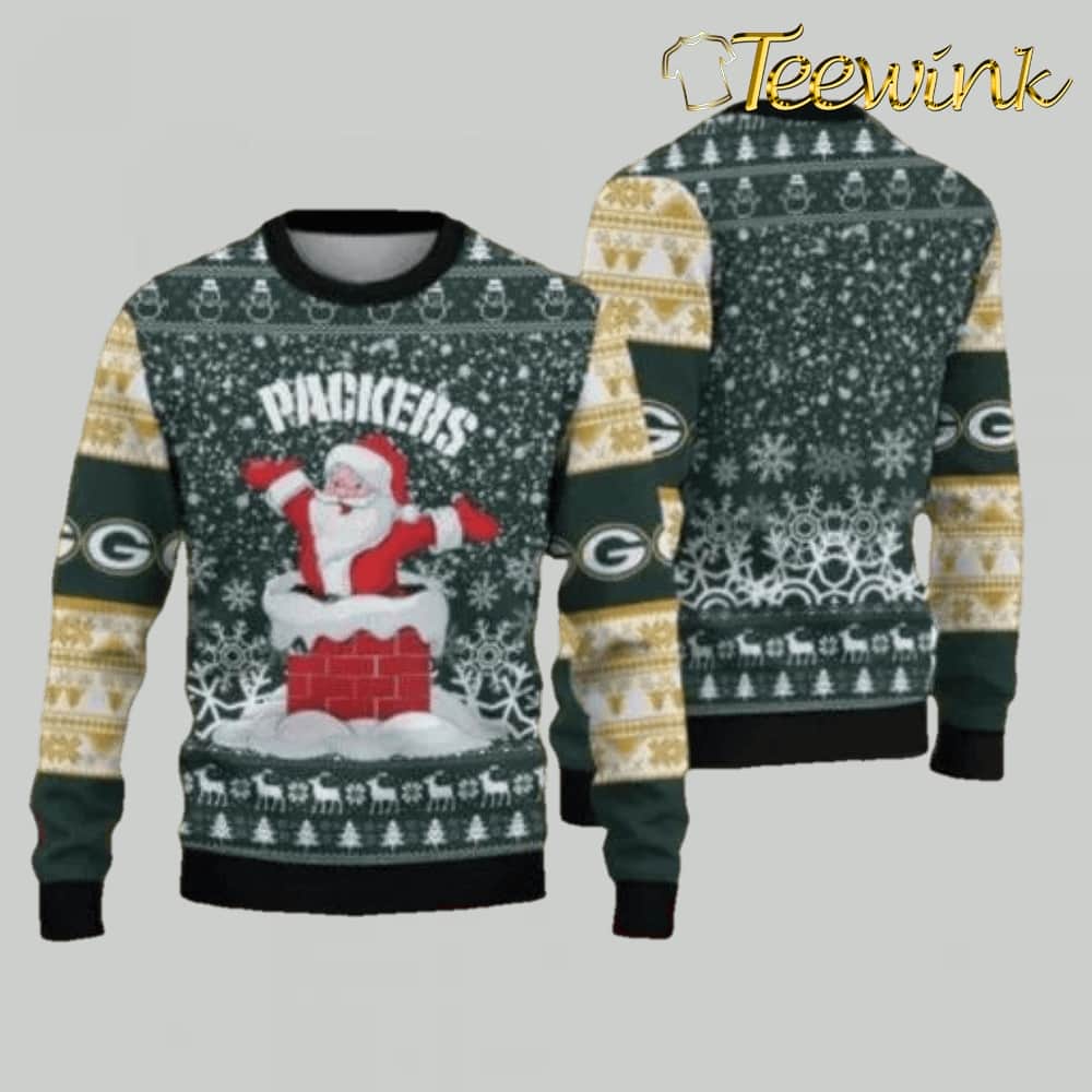 Green Bay Packers Santa Cute Ugly Christmas Sweater, NFL Chritsmas Sweater