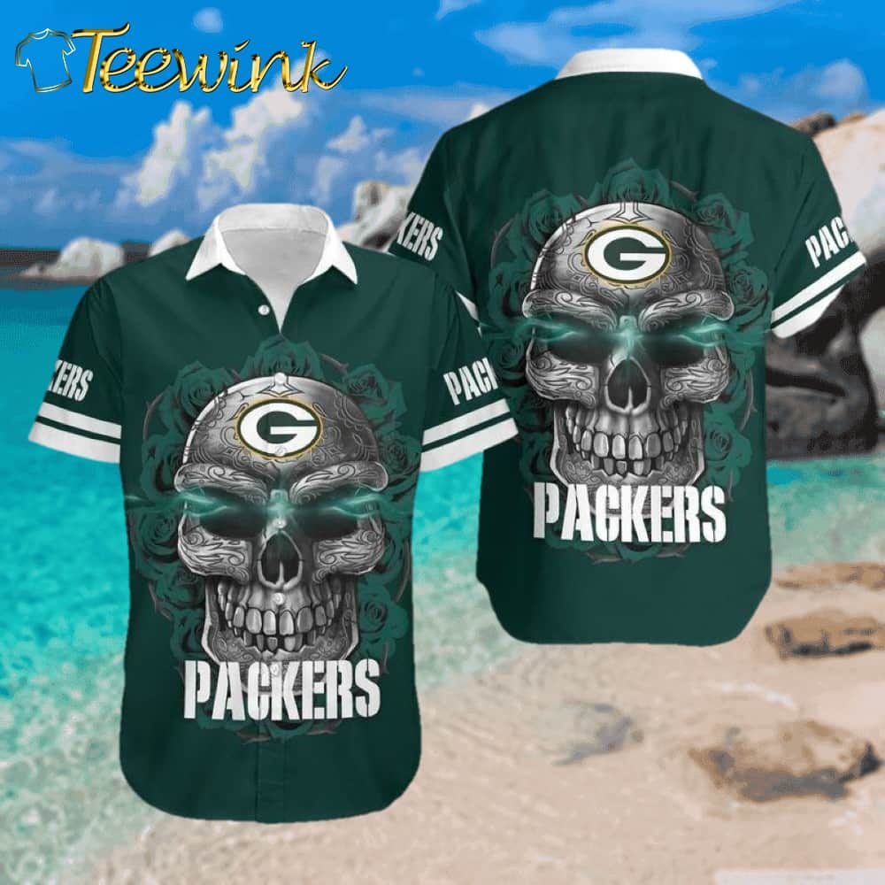 Green Bay Packers Smoke Skull Hawaiian Shirt