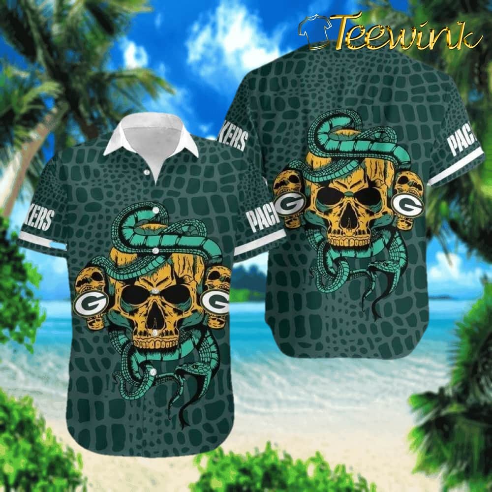 Green Bay Packers Snake Skull Hawaiian Shirt