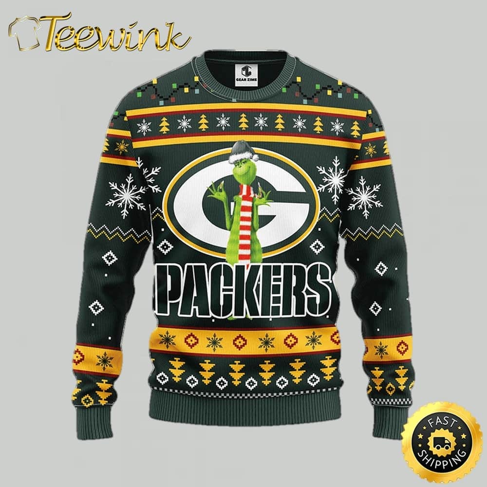 Green Bay Packers Ugly Sweater Funny Grinch Ugly Christmas Sweater image 2 Green Bay Packers Ugly Sweater Funny Grinch Ugly Christmas Sweater image 2