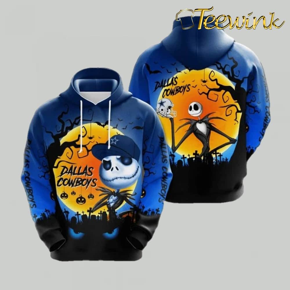 Jack Skellington Halloween Dallas Cowboys 3D Hoodie All Over Printed
