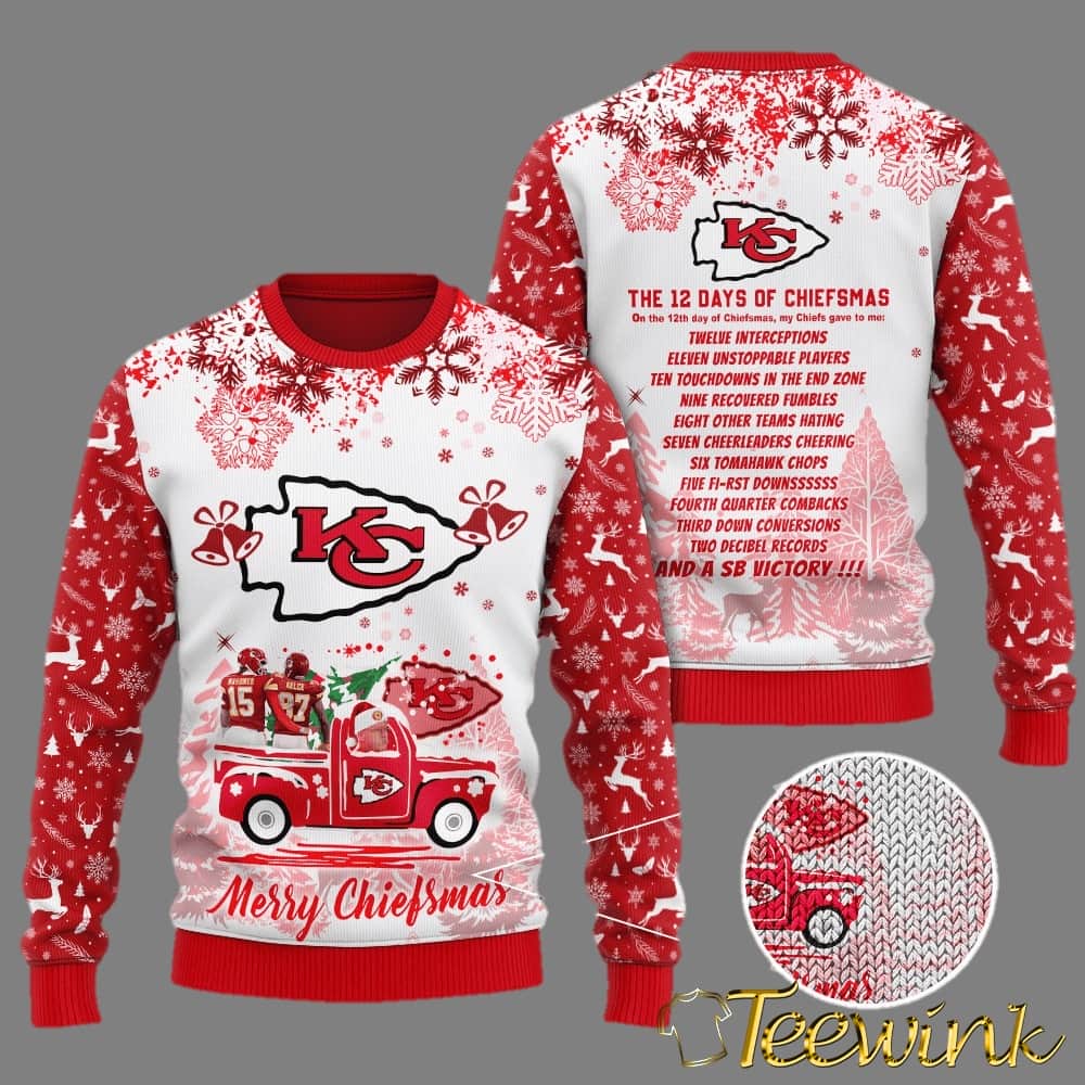 Kansas City Chiefs 12 Days of Chiefsmas Truck Ugly Christmas Sweater
