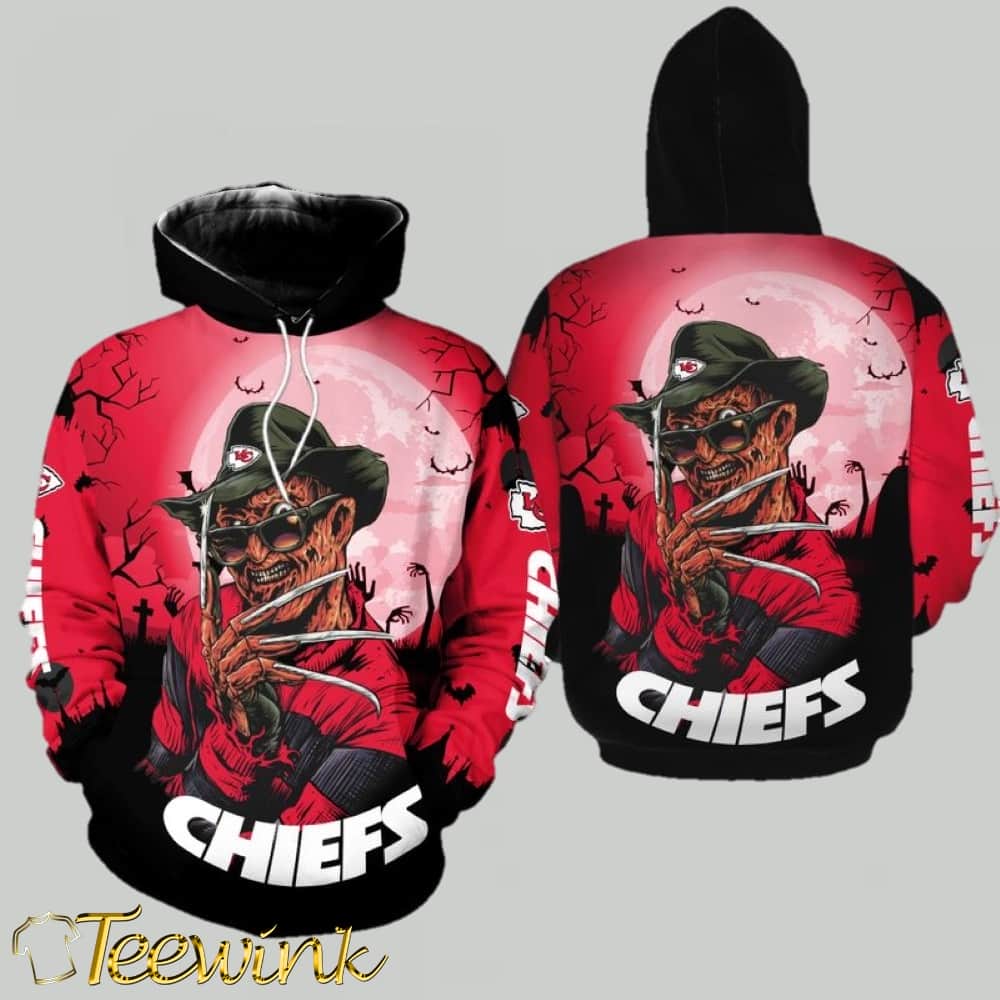 Kansas City Chiefs A Nightmare on Elm Street Halloween 3D Hoodie