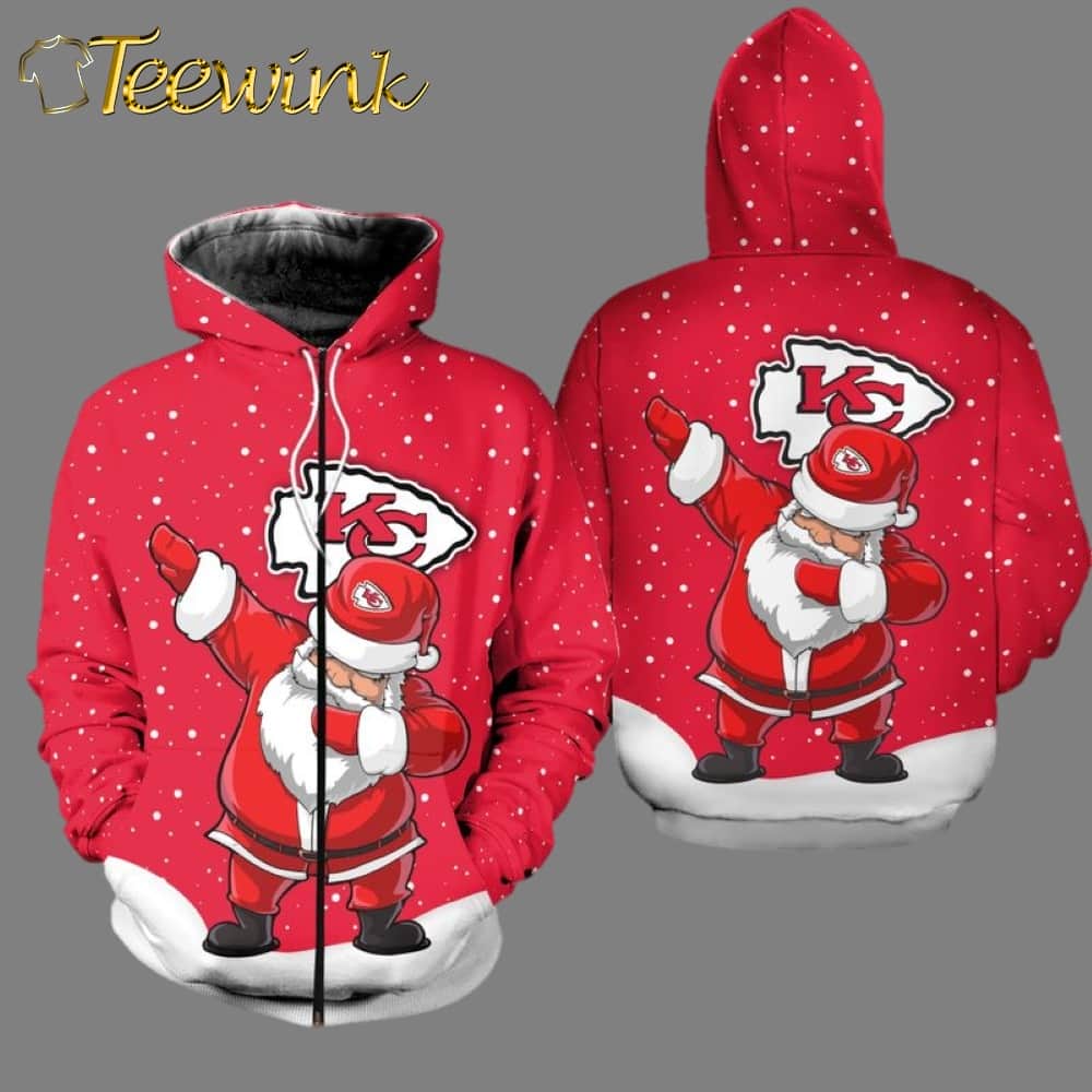 Kansas City Chiefs Christmas Dab Santa 3D Hoodie