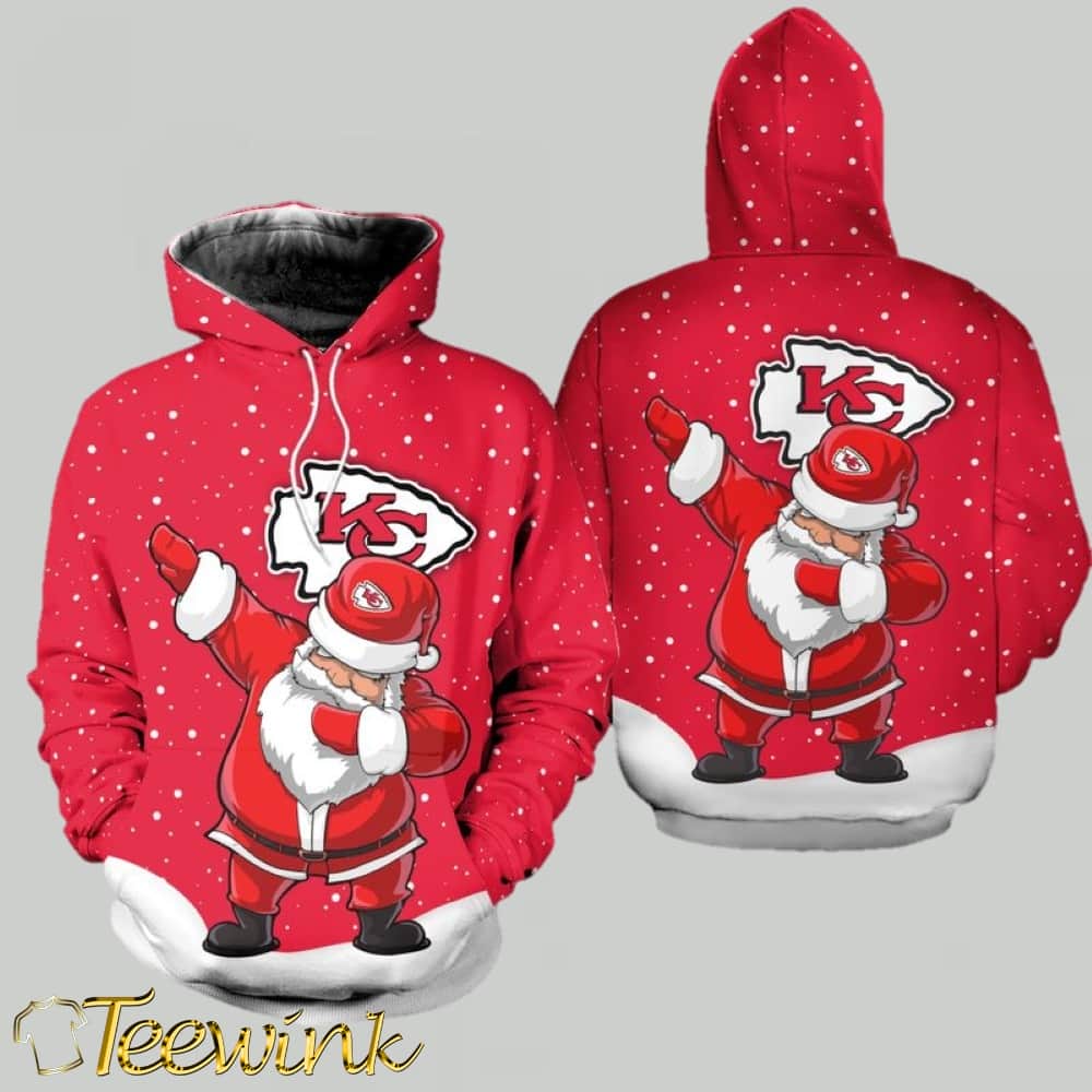 Kansas City Chiefs Christmas Dab Santa 3D Hoodie image 2 Kansas City Chiefs Christmas Dab Santa 3D Hoodie image 2