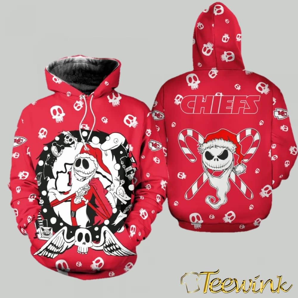 Kansas City Chiefs Christmas Jack Skellington 3D Hoodie