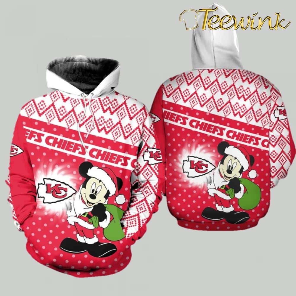 Kansas City Chiefs Christmas Mickey Mouse Limited Edition Unisex 3D Hoodie image 2 Kansas City Chiefs Christmas Mickey Mouse Limited Edition Unisex 3D Hoodie image 2