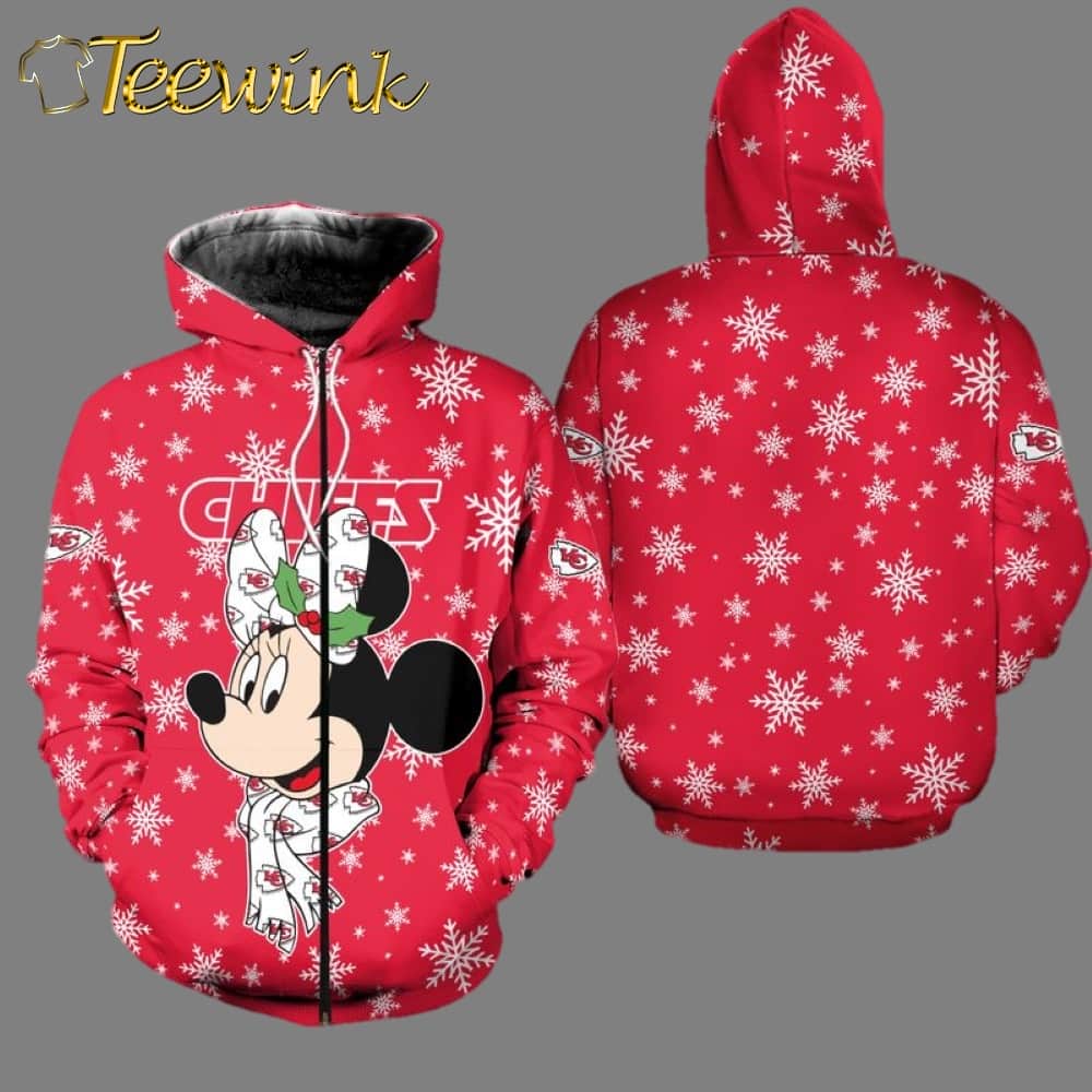Kansas City Chiefs Christmas Minnie Mouse 3D Hoodie