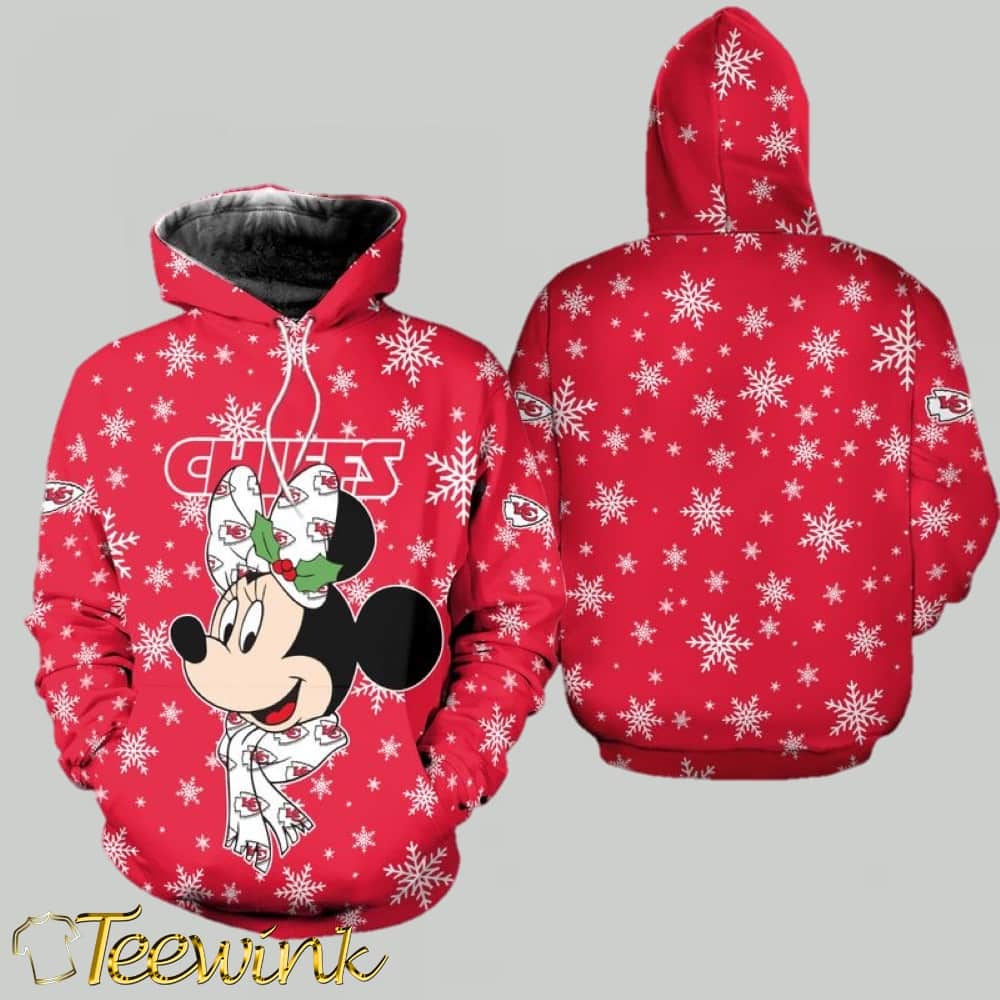 Kansas City Chiefs Christmas Minnie Mouse 3D Hoodie image 2 Kansas City Chiefs Christmas Minnie Mouse 3D Hoodie image 2