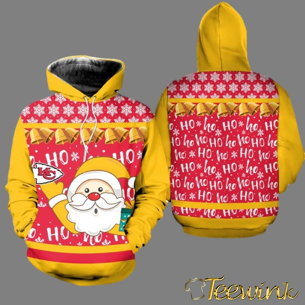 Kansas City Chiefs Christmas Santa Skull Pattern 3D Hoodie Kansas City Chiefs Christmas Santa Skull Pattern 3D Hoodie