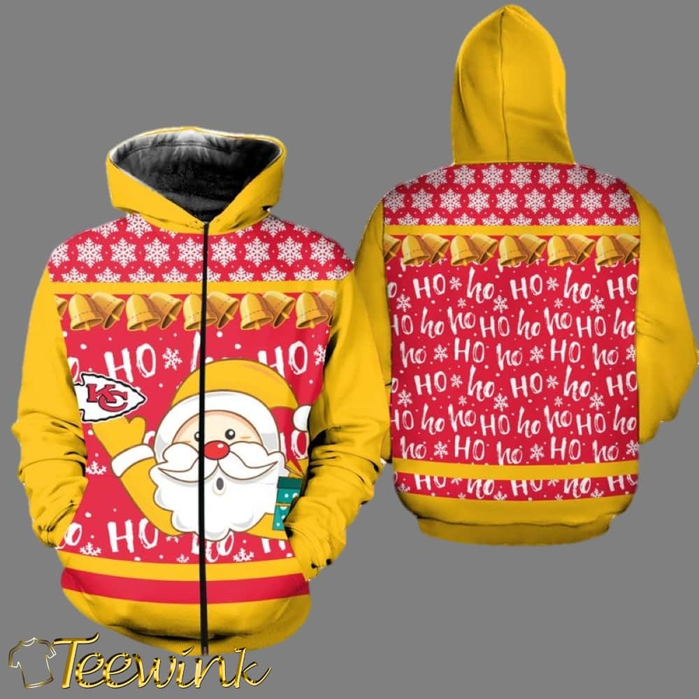 Kansas City Chiefs Christmas Santa Claus 3D Hoodie image 2 Kansas City Chiefs Christmas Santa Claus 3D Hoodie image 2