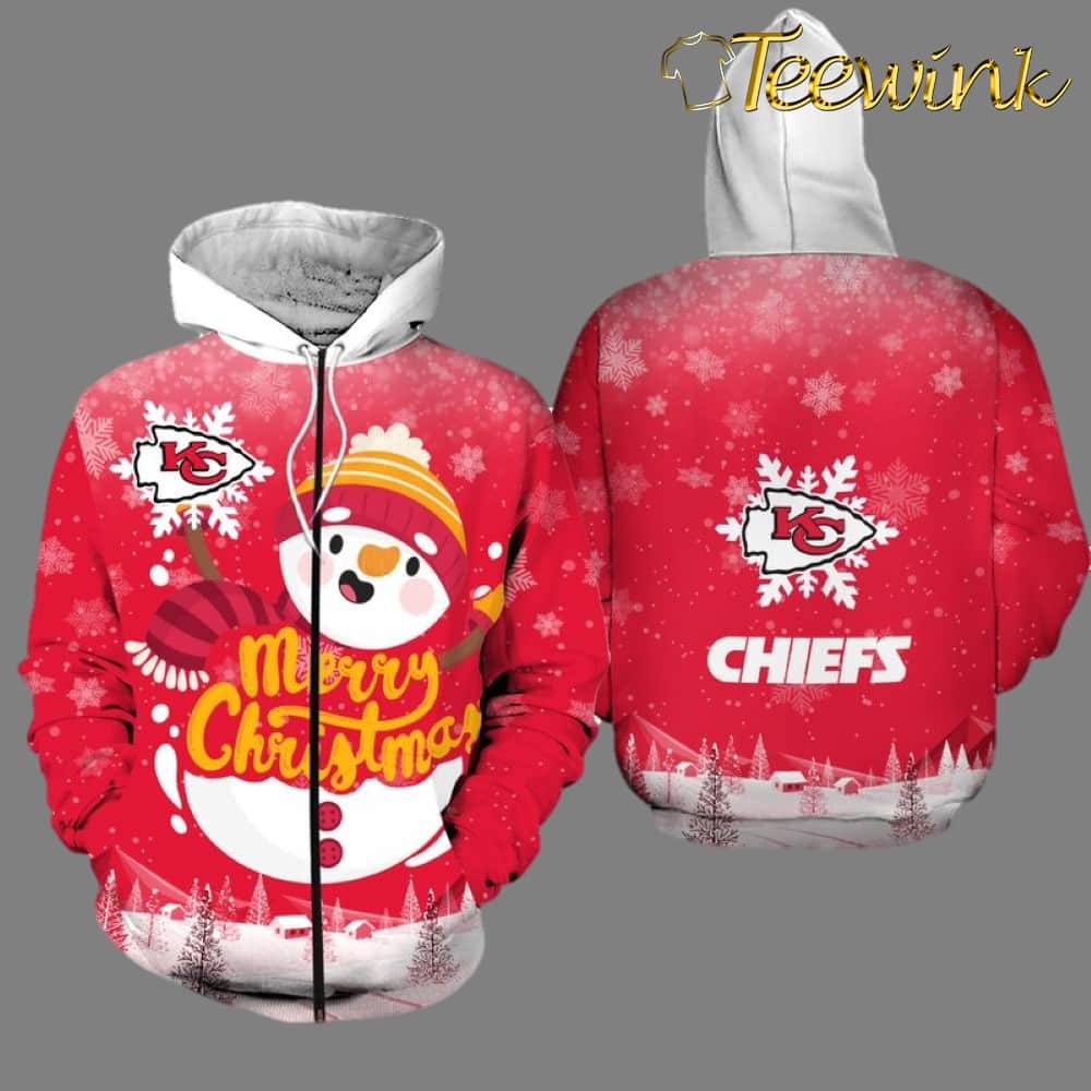 Kansas City Chiefs Christmas Snowman Winter 3D Hoodie image 2 Kansas City Chiefs Christmas Snowman Winter 3D Hoodie image 2