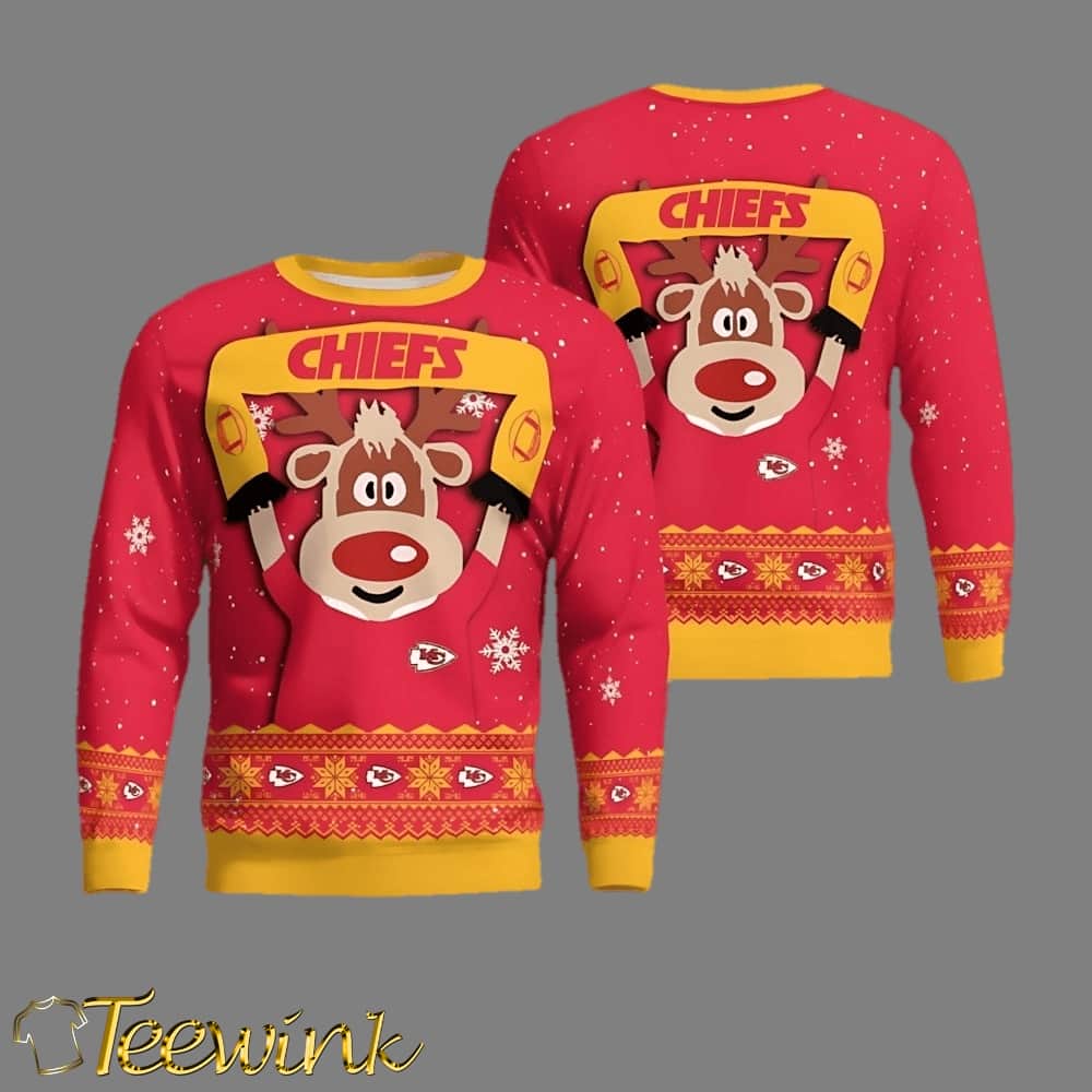 Kansas City Chiefs Cute Baby Yoda Grogu Ugly Christmas Sweater
