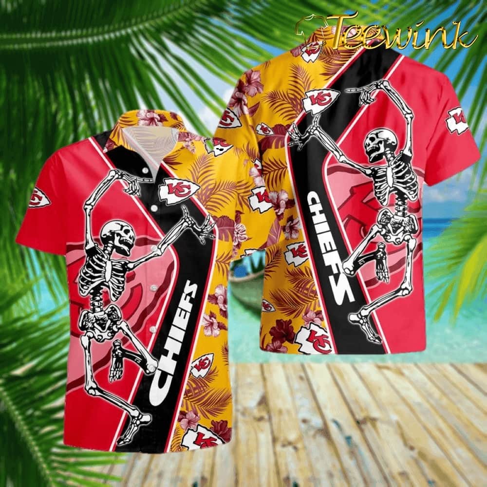 Kansas City Chiefs Dancing Skull Hawaii Shirt and Shorts Summer NEW042010