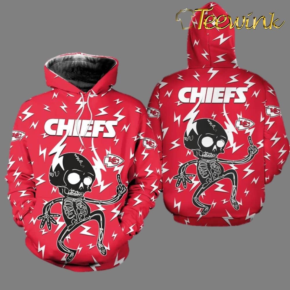 Kansas City Chiefs Electric Shock Cute Skeleton 3D Hoodie