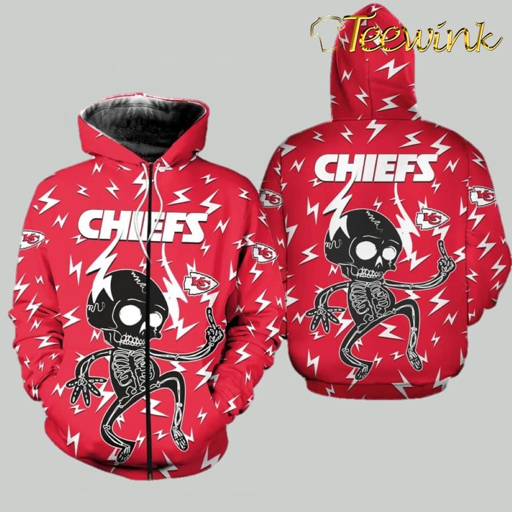 Kansas City Chiefs Electric Shock Cute Skeleton 3D Hoodie image 2 Kansas City Chiefs Electric Shock Cute Skeleton 3D Hoodie image 2