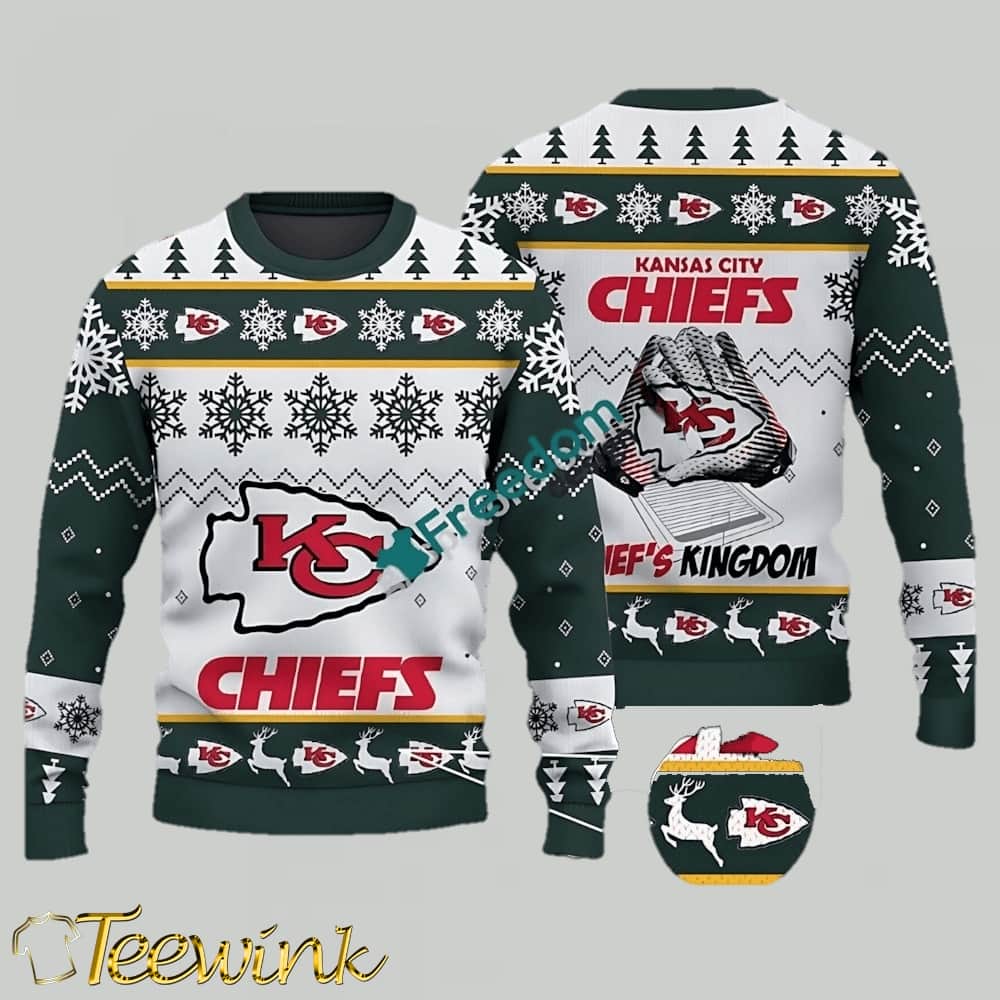 Kansas City Chiefs Fans Logo Snowflake Pattern Green Ugly Christmas Sweater
