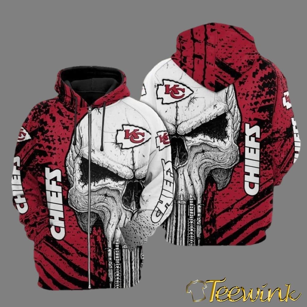 Kansas City Chiefs Fierce Skull 3D Hoodie