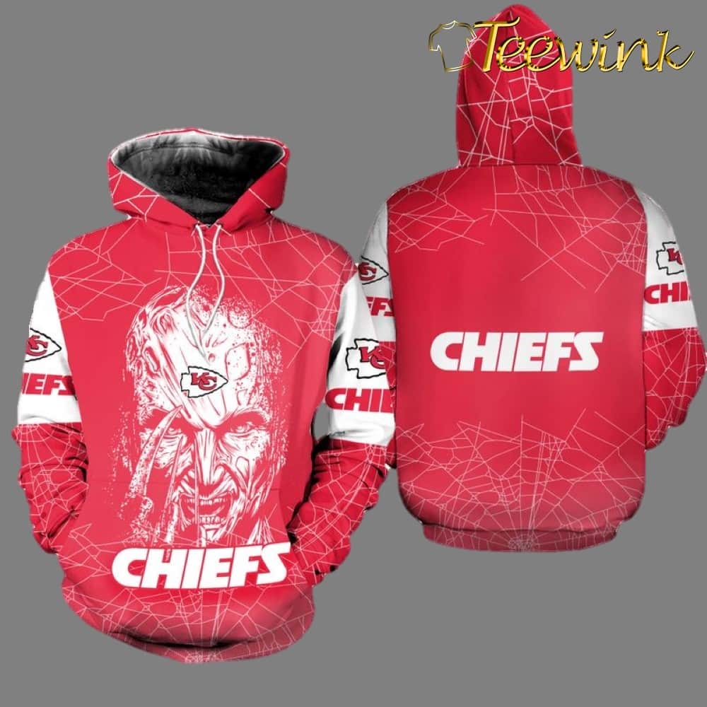 Kansas City Chiefs Freddy Krueger Halloween 3D Hoodie