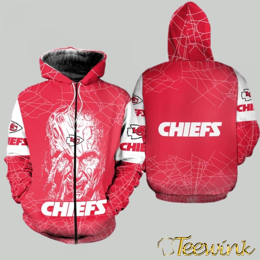 Kansas City Chiefs Freddy Krueger Halloween 3D Hoodie image 2 Kansas City Chiefs Freddy Krueger Halloween 3D Hoodie image 2