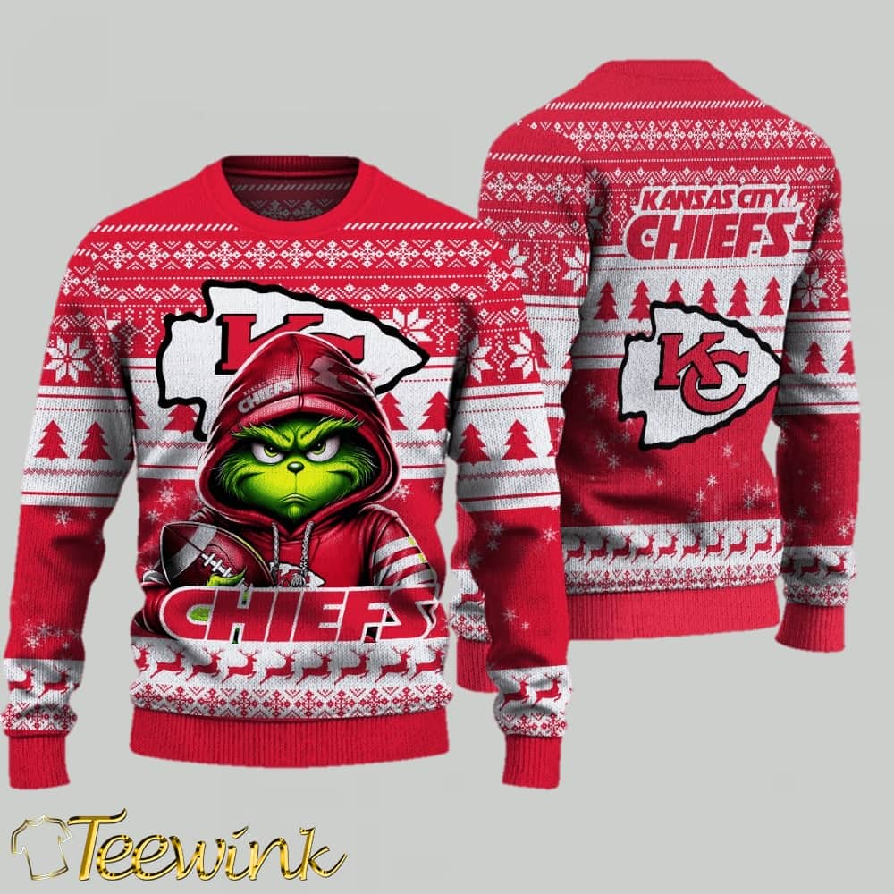 Kansas City Chiefs Grinch Football Christmas Sweater