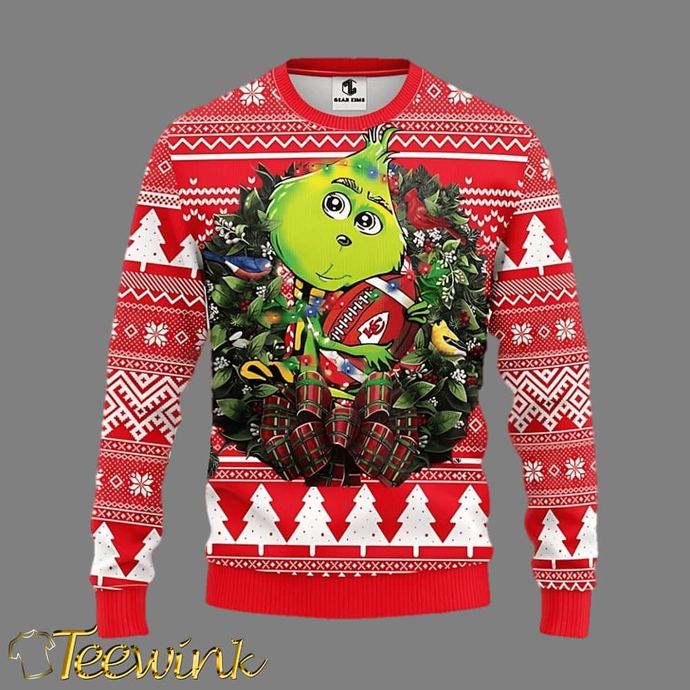 Kansas City Chiefs Grinch Hug Ugly Christmas Sweater
