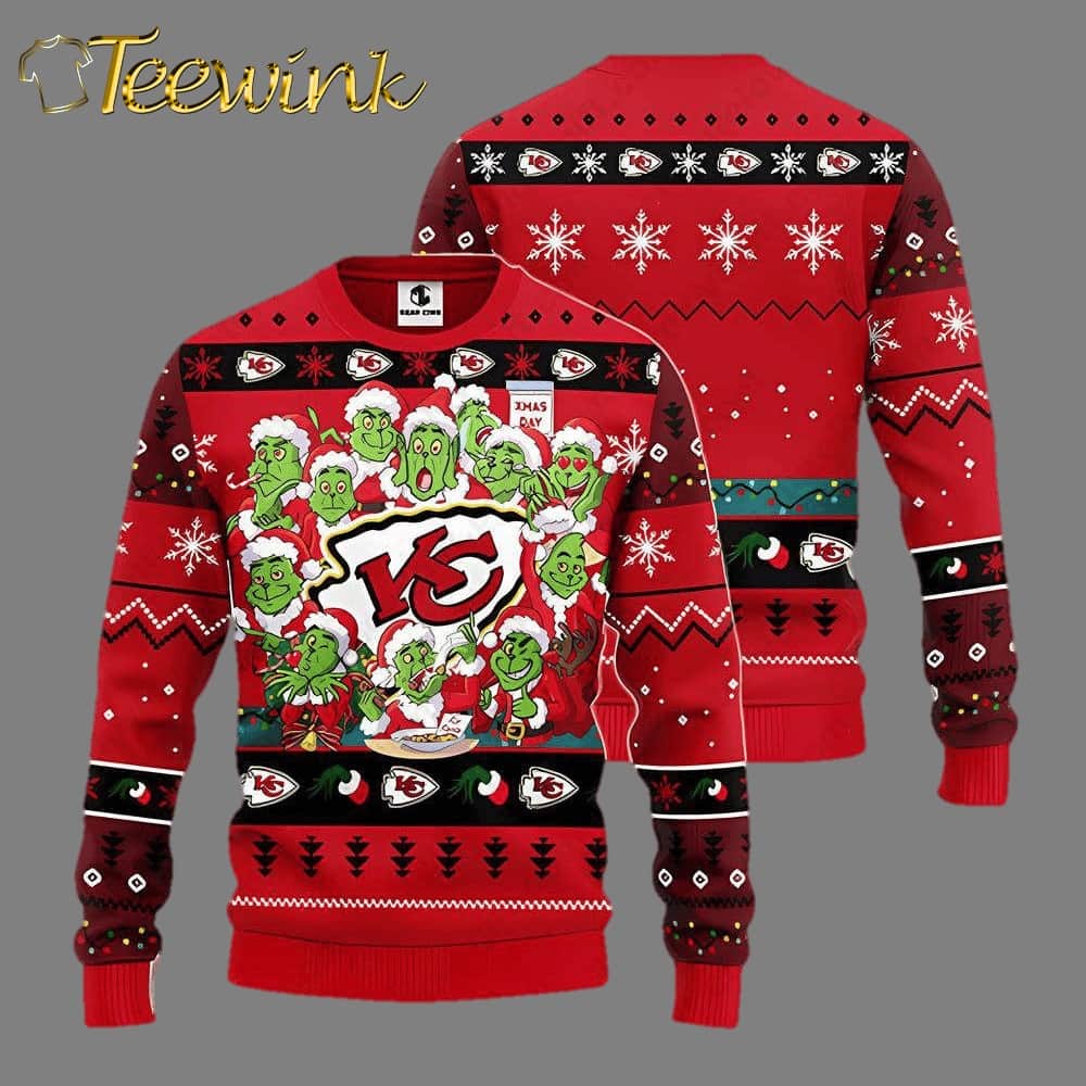 Kansas City Chiefs Grinch Xmas Party NFL Ugly Christmas Sweater