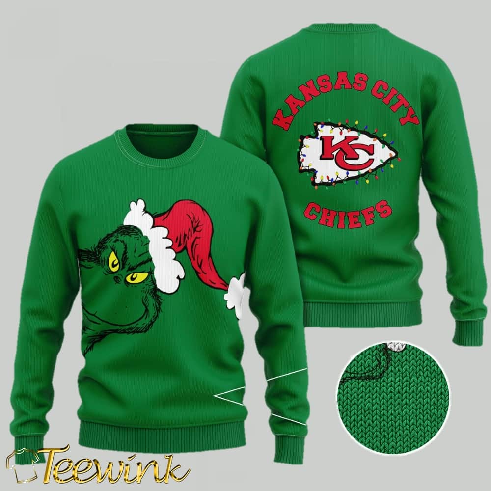 Kansas City Chiefs Grinchmas Mischief Ugly Christmas Sweater