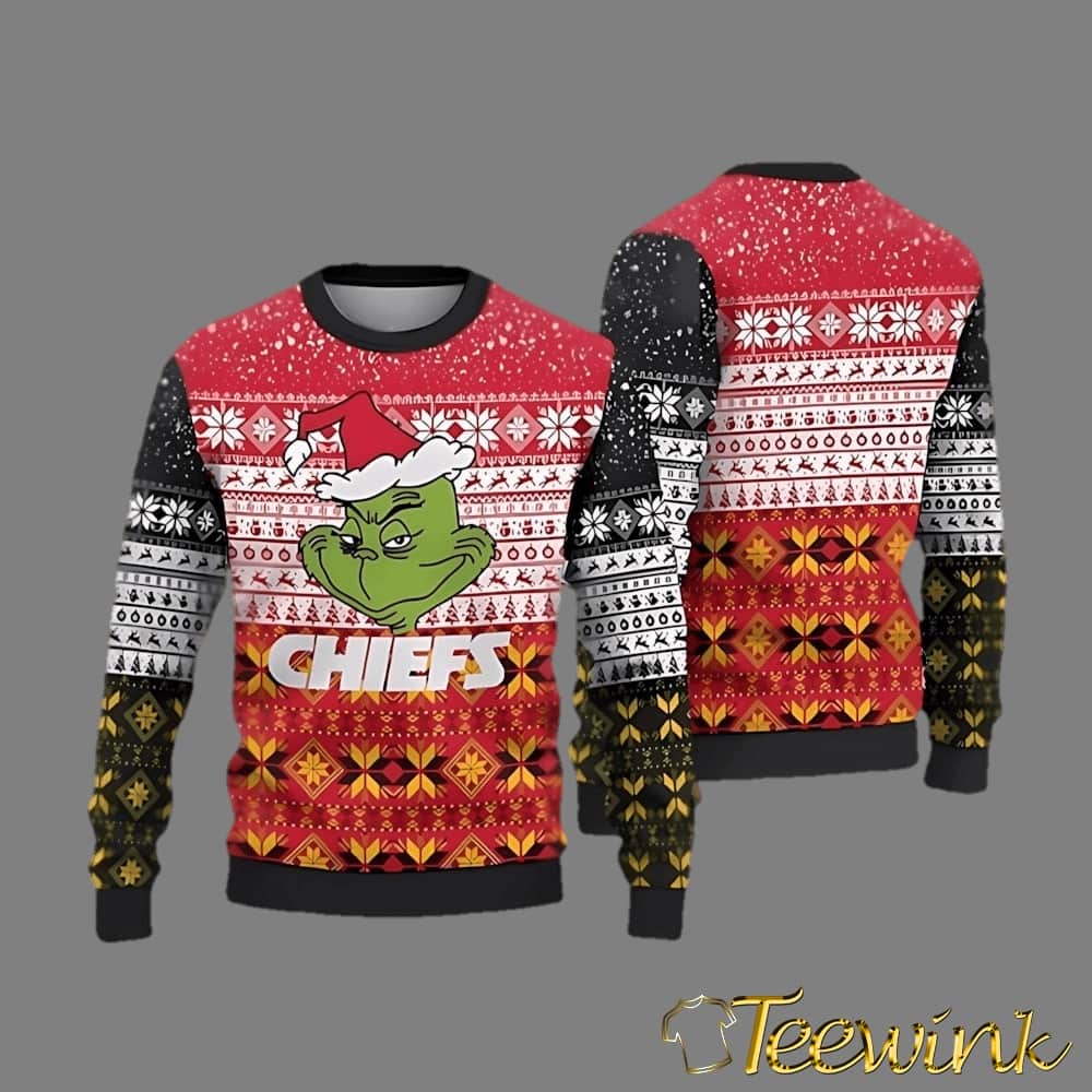 Kansas City Chiefs Grinchmas Ugly Christmas Sweater