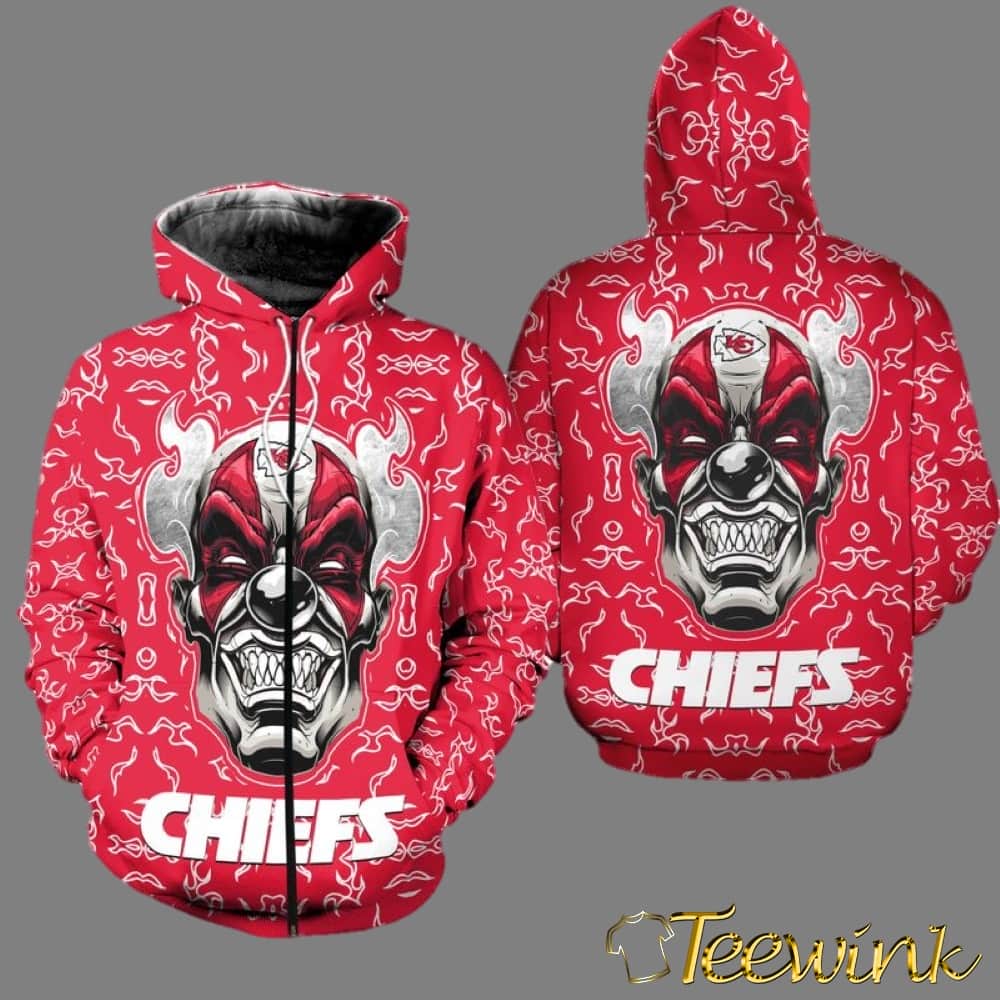 Kansas City Chiefs Halloween Clown 3D Hoodie