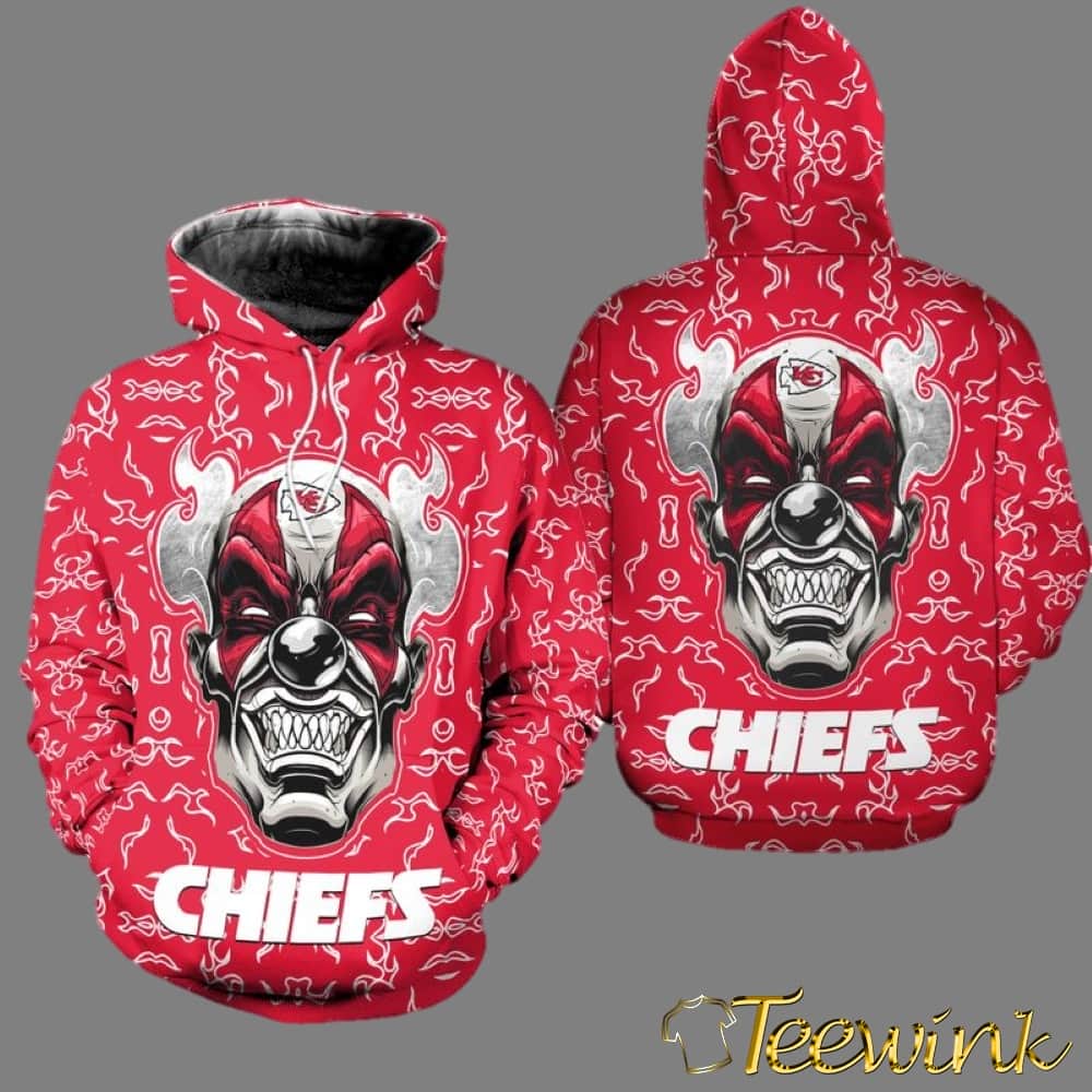 Kansas City Chiefs Halloween Clown Limited Edition 3D Hoodie image 2 Kansas City Chiefs Halloween Clown Limited Edition 3D Hoodie image 2