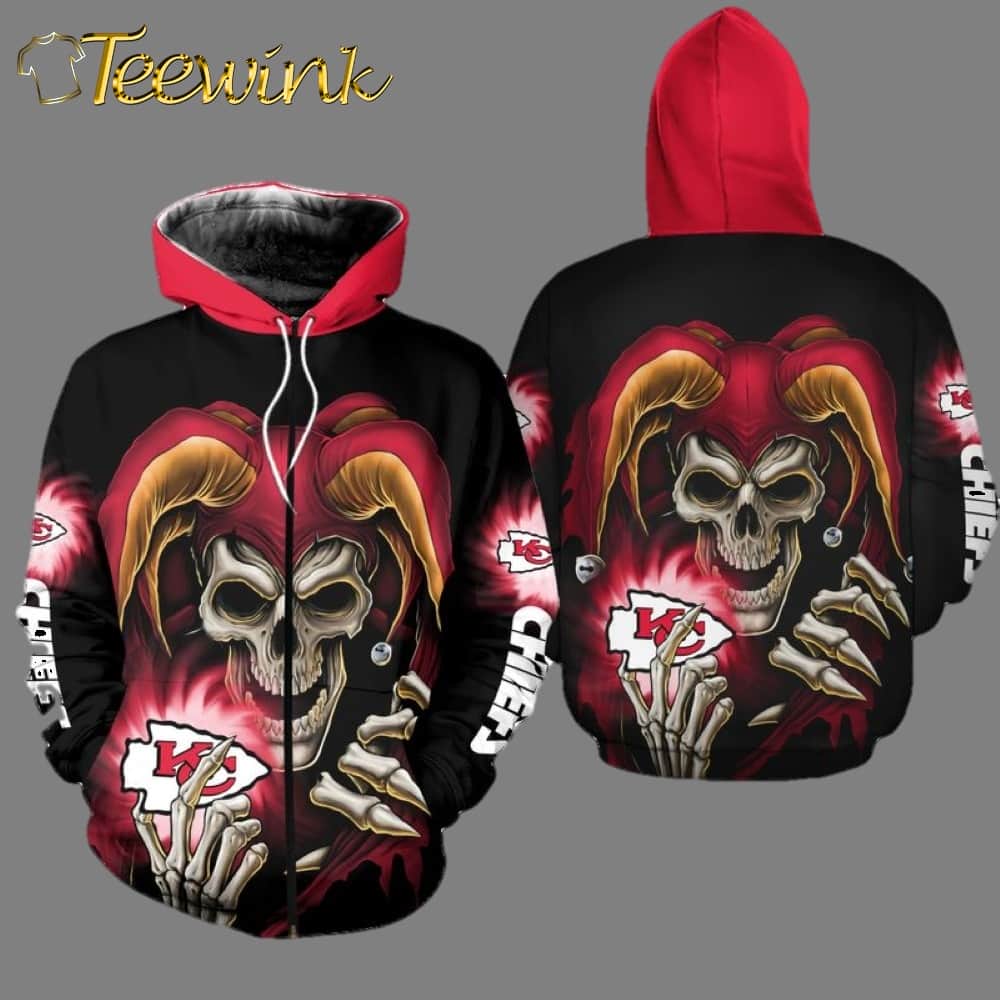 Kansas City Chiefs Halloween Creepy Clown 3D Hoodie image 2 Kansas City Chiefs Halloween Creepy Clown 3D Hoodie image 2