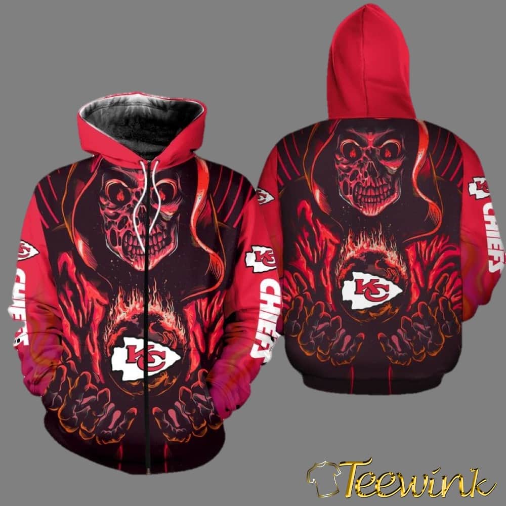Kansas City Chiefs Halloween Death Skull 3D Hoodie image 2 Kansas City Chiefs Halloween Death Skull 3D Hoodie image 2