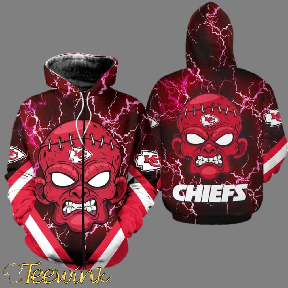 Kansas City Chiefs Halloween Frankenstein 3D Hoodie image 2 Kansas City Chiefs Halloween Frankenstein 3D Hoodie image 2